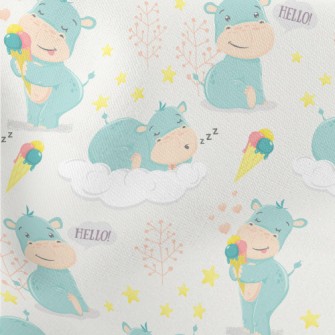 Baby Hippopotamus Lightweight Cotton Poplin