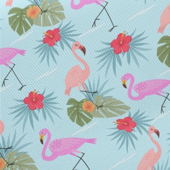 Hibiscus And Flamingo Midweight Cotton Poplin