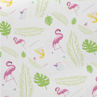Green Leaf Flamingo Midweight Cotton Poplin