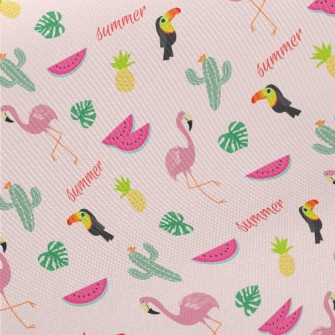 Cactus And Flamingo Midweight Cotton Poplin