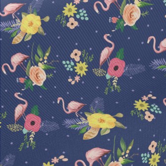 Flamingos And Flowers Midweight Cotton Poplin