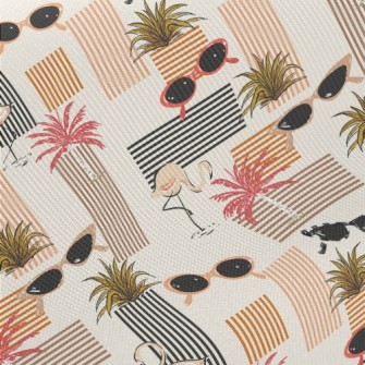 Retro Style Flamingo Midweight Cotton Poplin
