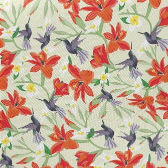 Hummingbird On Orange Flower Midweight Cotton Poplin