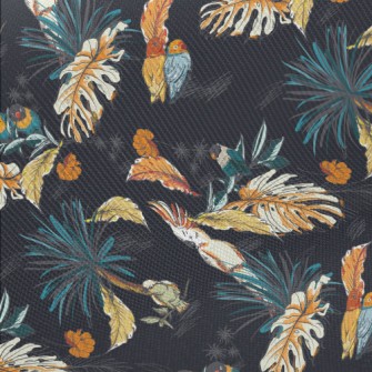 Tropical Plants And Parrots Midweight Cotton Poplin