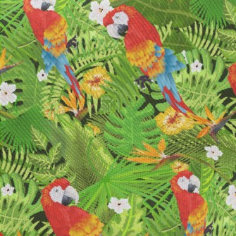 Flowers And Parrots Midweight Cotton Poplin