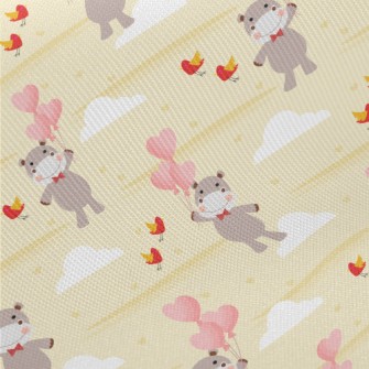 Love Balloon Hippopotamus Midweight Cotton Poplin
