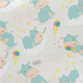 Baby Hippopotamus Midweight Cotton Poplin
