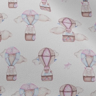 Cute Animals Riding In Hot Air Chiffon