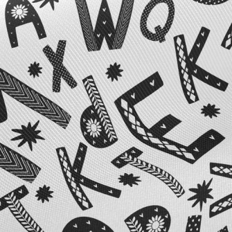 Black And White Graffiti Engli Twill
