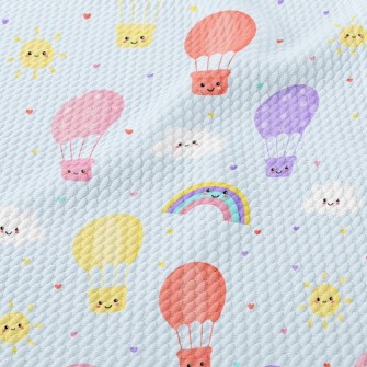 Smiling Hot Air Balloon Rainbo Birdseye Piqué