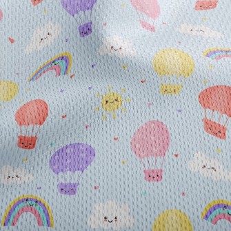 Smiling Hot Air Balloon Rainbo Athletic Mesh Flat Back