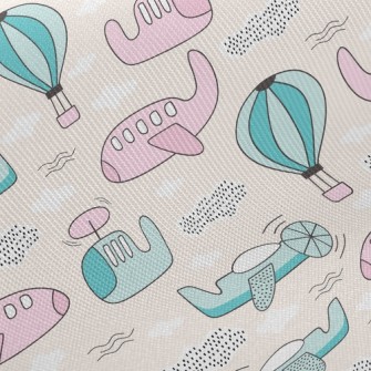 Airplanes And Hot Air Balloons Twill
