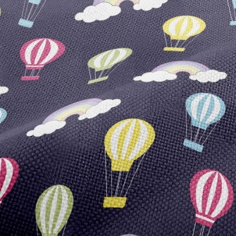 Hot Air Balloon Flying In Nigh Performance Linen