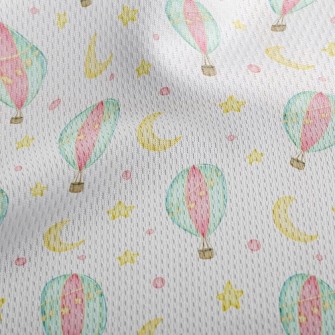 Star Moon Hot Air Balloon Athletic Mesh Flat Back