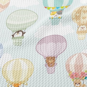 Animals Riding Hot Air Balloon Birdseye Piqué
