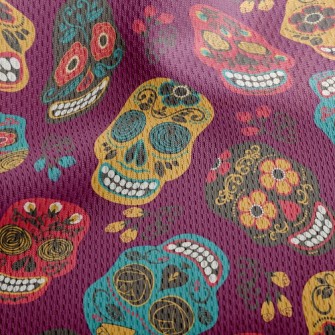 Painted Mexican Skull Athletic Mesh Flat Back