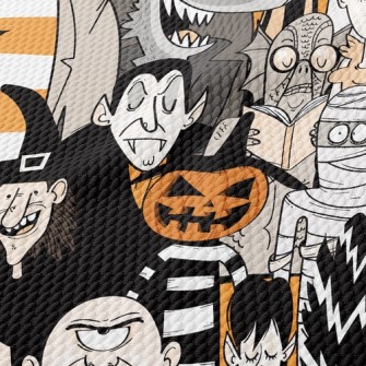 Scary Halloween Characters Birdseye Piqué
