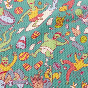 Aliens Making A Scene In Space Birdseye Piqué