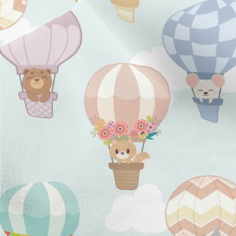 Animals Riding Hot Air Balloon Micro Fleece