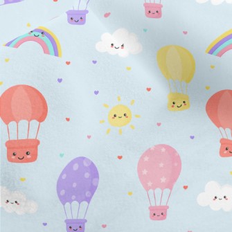 Smiling Hot Air Balloon Rainbo Micro Fleece