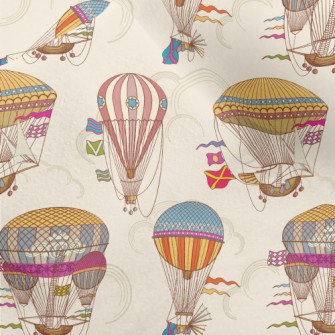 Retro Hot Air Balloon Spaceshi Micro Fleece