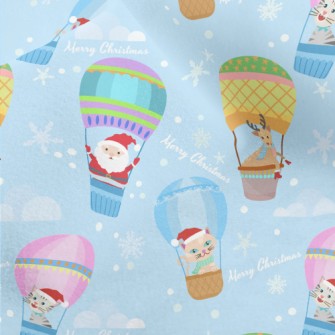 Santa Elk Hot Air Balloon Micro Fleece