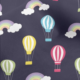 Hot Air Balloon Flying In Nigh Micro Fleece