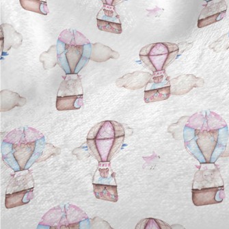 Cute Animals Riding In Hot Air Minky