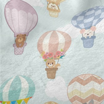 Animals Riding Hot Air Balloon Minky