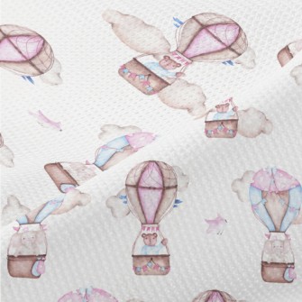 Cute Animals Riding In Hot Air Piqué