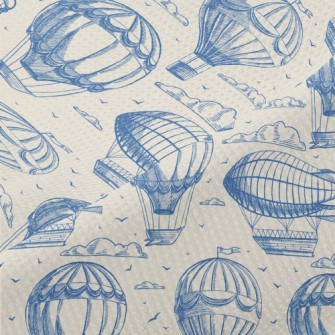 Hot Air Balloon And Flying Boa Piqué