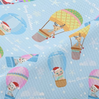 Santa Elk Hot Air Balloon Piqué