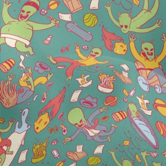 Aliens Making A Scene In Space Lightweight Performance Linen