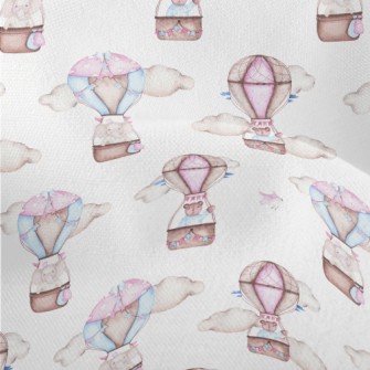 Cute Animals Riding In Hot Air Lightweight Performance Linen