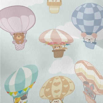 Animals Riding Hot Air Balloon Lightweight Performance Linen