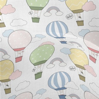 Rabbit Family Taking A Hot Air Lightweight Performance Linen