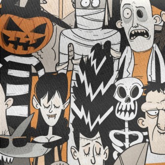 Scary Halloween Characters Jersey Backed Fleece