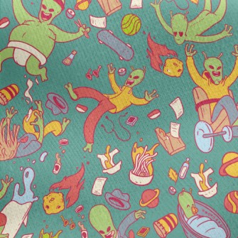 Aliens Making A Scene In Space Jersey Backed Fleece