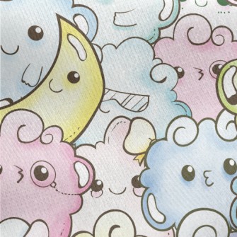Moon And Cloud Monster Jersey Backed Fleece