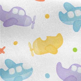 Various Airplanes Jersey Backed Fleece