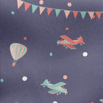 Airplane Hot Air Balloon Show Jersey Backed Fleece