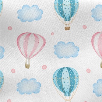 Pink Hot Air Balloon Jersey Backed Fleece