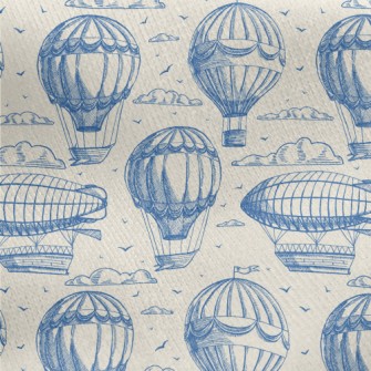 Hot Air Balloon And Flying Boa Jersey Backed Fleece