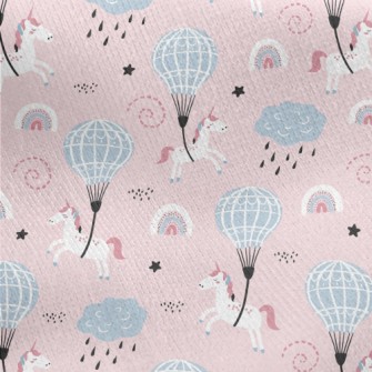 Fantasy Unicorn Hot Air Balloo Jersey Backed Fleece