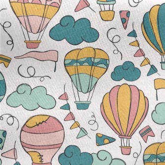 Doodle Patch Hot Air Balloon Jersey Backed Fleece