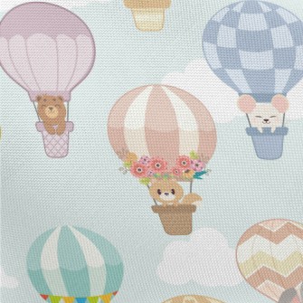 Animals Riding Hot Air Balloon Pongee