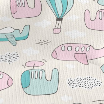 Airplanes And Hot Air Balloons Stretch Jersey