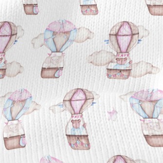 Cute Animals Riding In Hot Air Stretch Jersey