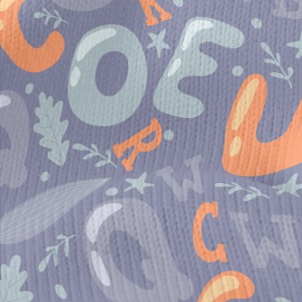 Chubby English Word Leaves Stretch Jersey