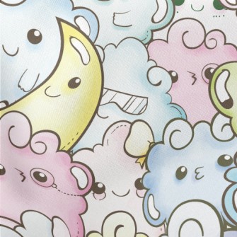 Moon And Cloud Monster Lightweight Cotton Poplin